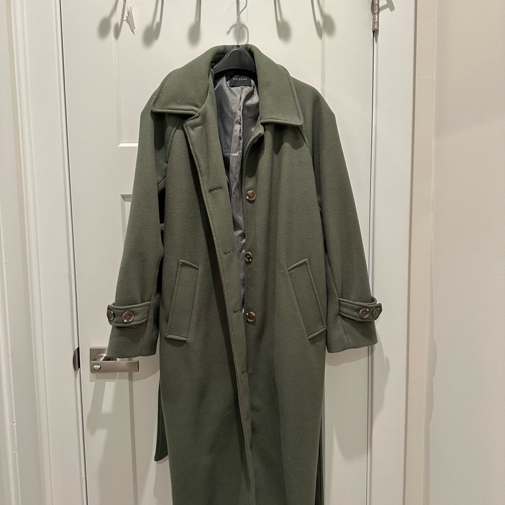 K-Style Olive Green Overcoat